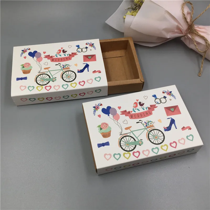 

50Pcs/Lot Cute Handmade Classical Color Drawer Paper Wrapping Pack Box For Flowers Love Birds Deer Rabbit Fellowship Storage Box