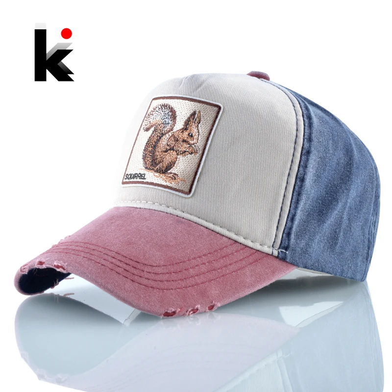 Snapback Hats For Men squirrel Embroidery Baseball Cap Women Spring Summer Breathable Cotton Dad Hat Fashion Hip Hop Bones