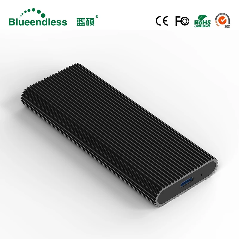 

Blueendless M.2 Portable Ssd Hard Disk Cases Type C Usb 3.1 High Speed Hard Drive Enclosure Black Aluminum Hdd Caddy