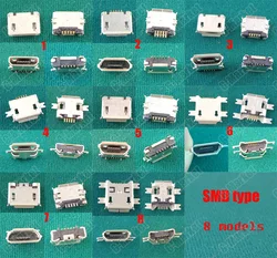 8models SMD type Micro USB Jack connector Mobile Phone Charging port Socket power dock plug 5pin v8 port female