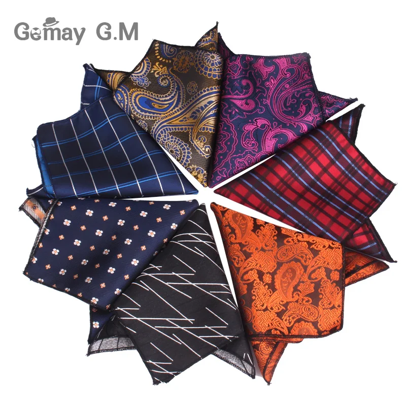 Men Floral Jacquard Pocket Square For Gift Wedding Vintage Hankies for Pocket Towel Handkerchief Suits Chest Towel 24 x 24 cm