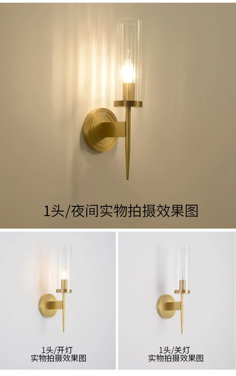 American Living Room LED Pendant Lights Gold Metal Glass