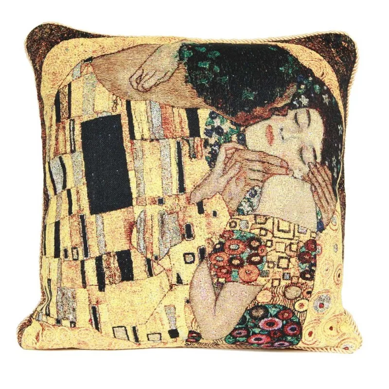 Cushion Cover Cushion pillow Gold Double Jacquard Knitting Weave Throw Pillow Covers Cushion Case Gustav Klimt Kiss Tree of life