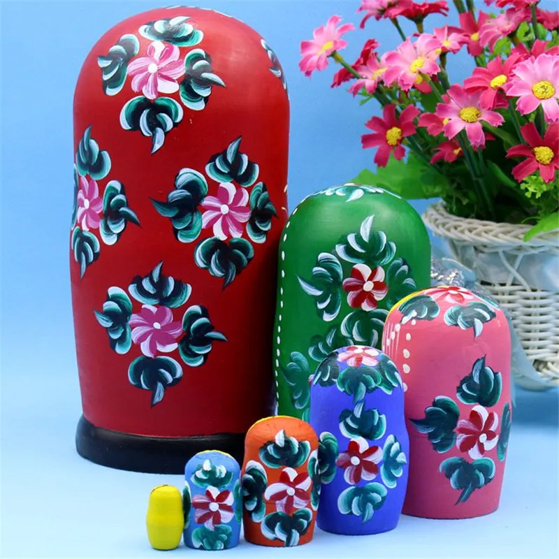 Fashion Hand-Painted Strawberry Pattern Russian Nesting Doll 7 Layer Dry Basswood Matryoshka Doll Wooden Gift  L30