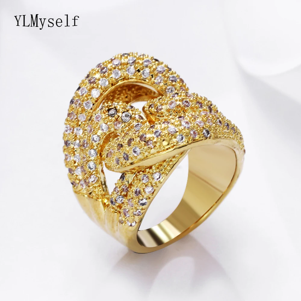 

Expensive High Grade Luxury Big Ring White & Gold-color Jewellery Cubic Zirconia Shiny Jewelry Large rings for women