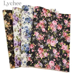 Lychee Life 29x21cm A4 Flowers Litchi Leather Fabric High Quality Floral Pattern Synthetic Leather DIY Material For Handbag