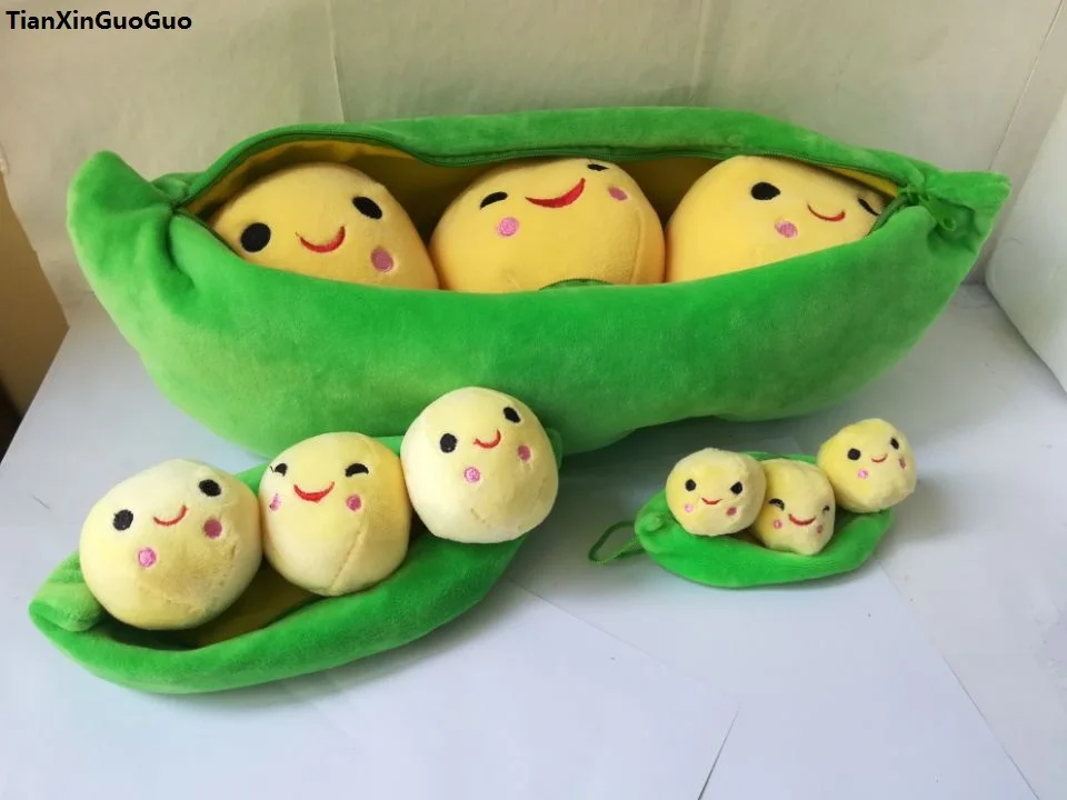 creative pillow toy cartoon pea plush toy 3 peas in a pod pea soft pillow one lot/ 3 pieces , birthday gift w0801