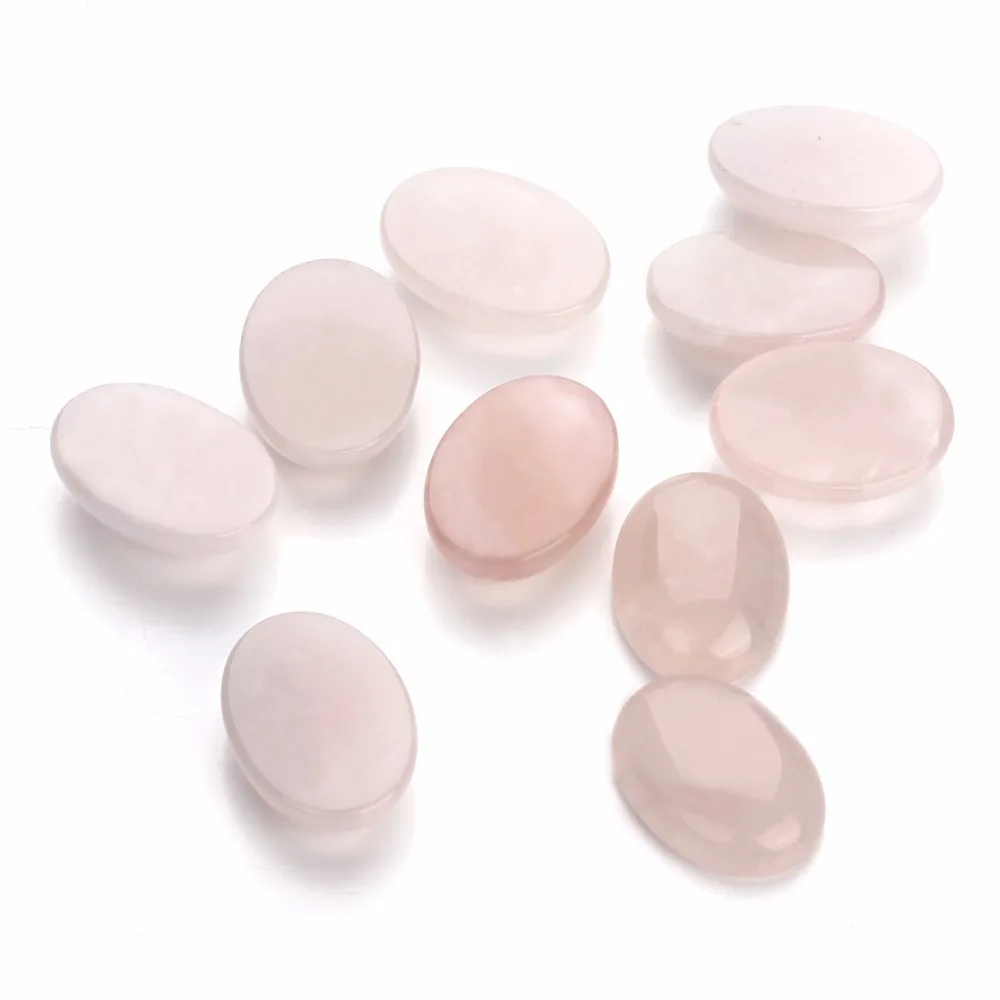 LOULEUR 10pcs/lot 10*14/13*18/18*25mm Natural Stone Cabochon Beads Pink Stone Created Beads For Diy Jewelry Making Findings