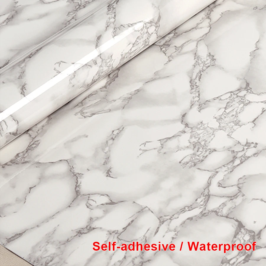 PVC Waterproof Marble Self-Adhesive Wall Stickers Old Furniture Decorative Film Bedroom Windowsill Tabletop Renovation Wallpaper