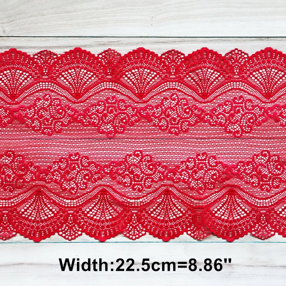 2Yards 22.5cm di larghezza rosso Vintage decorazione dei capelli ampio elastico elasticizzato pizzo Trim abito da sposa gonna biancheria intima