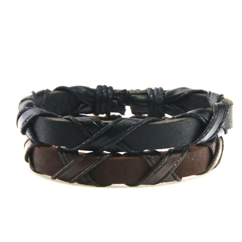 New Style! Men Charm Vintage Black Bracelet, 2018 Latest Popular Leather Bracelet, 18-26CM Adjustable Bracelet