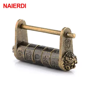 Naierdi Vintage Chinese Antique Zinc Alloy Padlock, Retro Combination Password Padlock, Jewelry Box Padlock 12 Main Sales Lock Brazil Old - №6