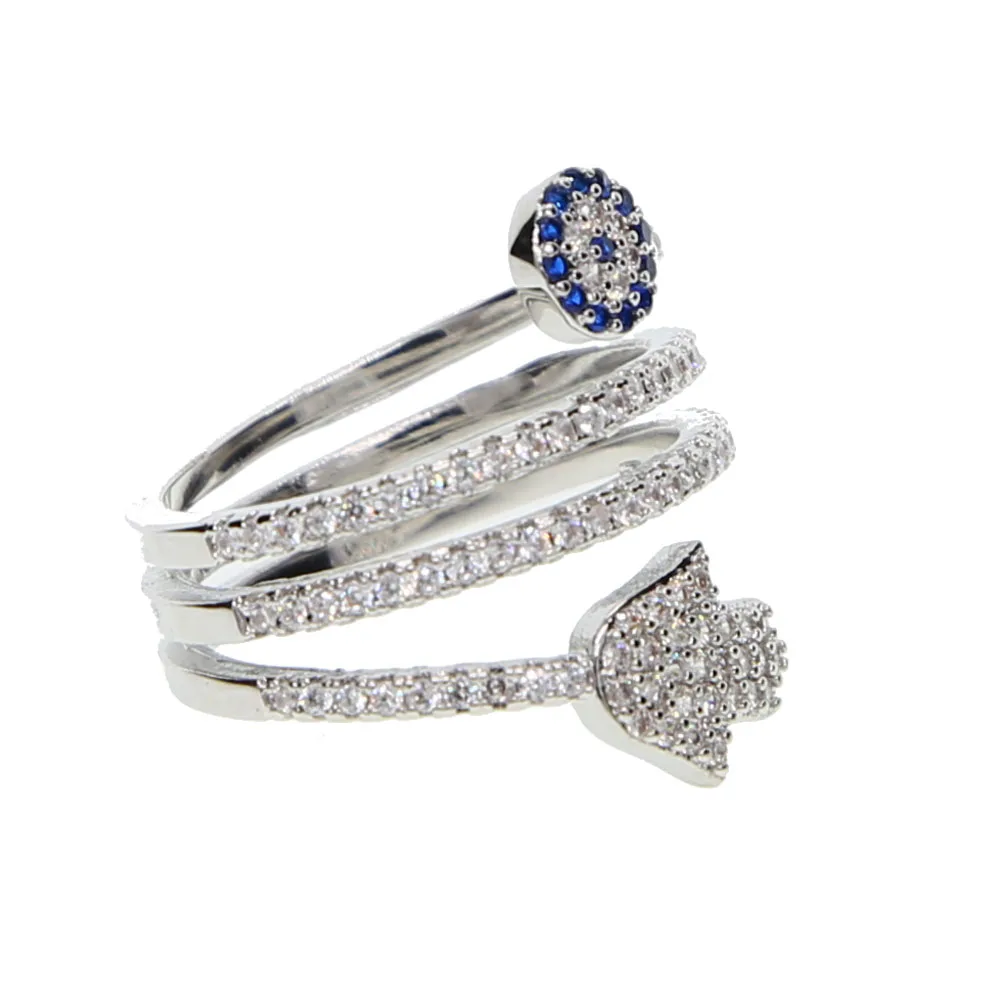 2026 New Anillos Top Quality Screw Twist Rings With Micro Paved Hamsa Fatima Hand For Palm Eye Charm Crystals Women Jewelry