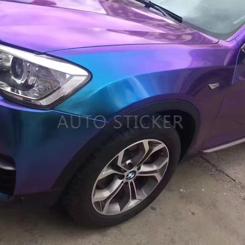 

Glossy Pearl Chameleon Vinyl Wrap Film Gloss Blue To Purple Car Wrap Sticker with Air Release Size:1.52*20M/Roll