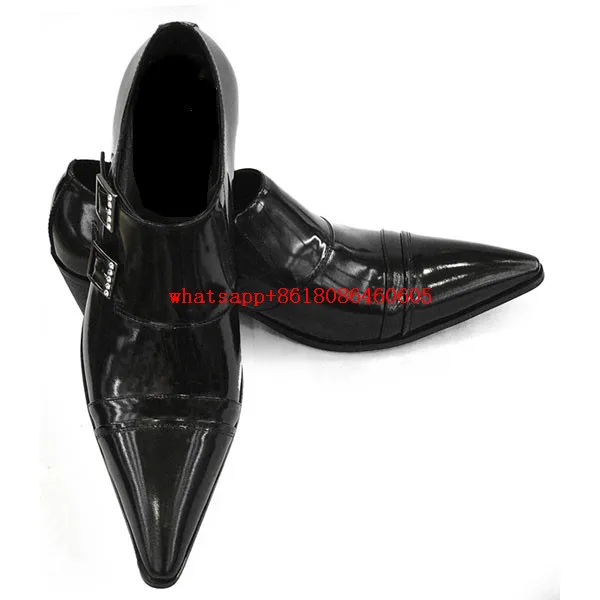 Chaussure homme men shoes luxury brand black genuine leather wedding dress loafers pointed toe classical mens formal shoes