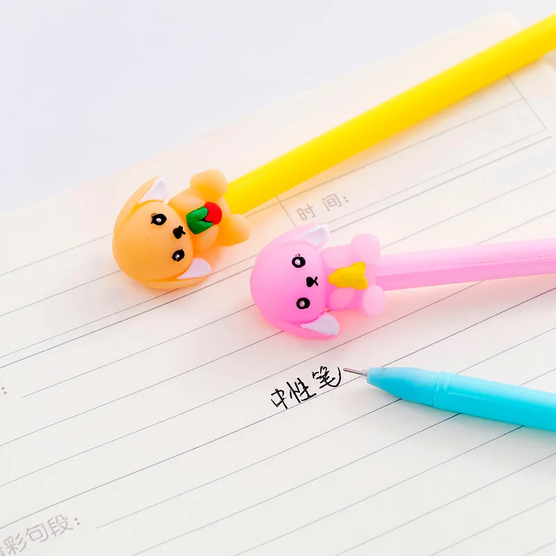 

40 PCS Super cute small milk dog animal cartoon stationery Neutral pen 0.5 black student kawaii stationary