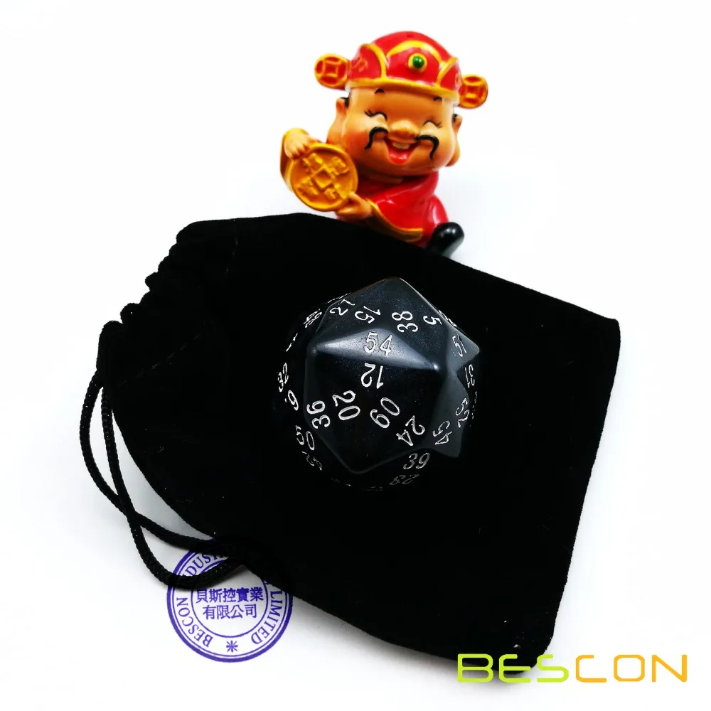 Bescon New Polyhedral Dice 60-sided Gaming Dice, D60 die, D60 dice, 60 Sides Dice, 60 Sided Cube of Black Color