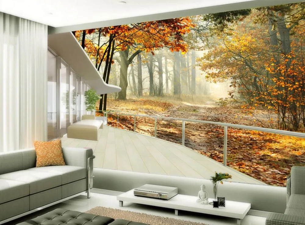 

Wall Decoration Non woven wallpaper Maple trees landscape 3d wallpaper modern for living room murals