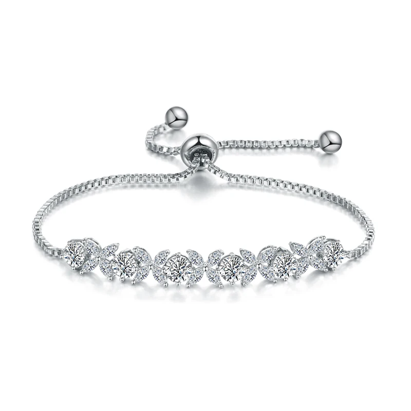 WEIMANJINGDIAN Brand Dainty Cubic Zirconia CZ Crystal Adjustable Flower Bracelets for Women or Wedding