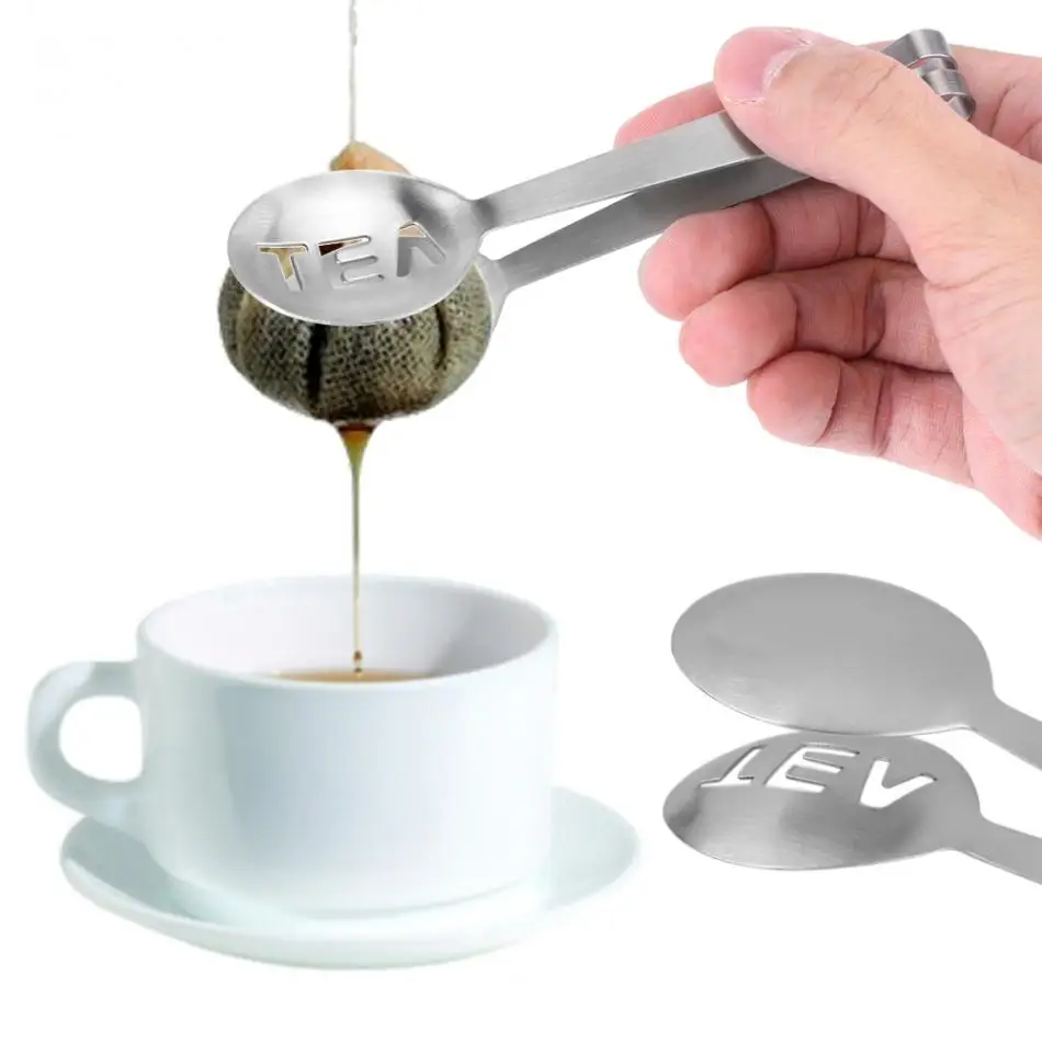 

Stainless Steel Tea Clips Bag Tongs Squeezer Strainer Holder Grip Spoon Mini Sugar Tea Clip Strainer Kitchen Bar Tool