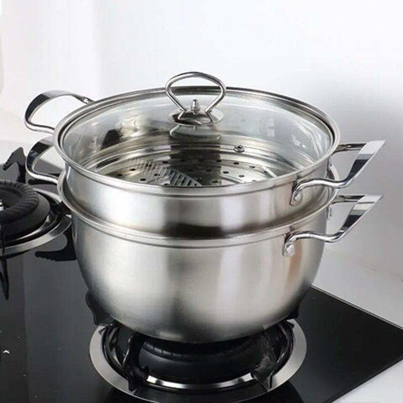 Stainless Steel Pot 1.5L-4L Double Bottom Soup Pot Nonmagnetic Cooking Multi-purpose Cookware Non-stick Pan General Use Hotpot