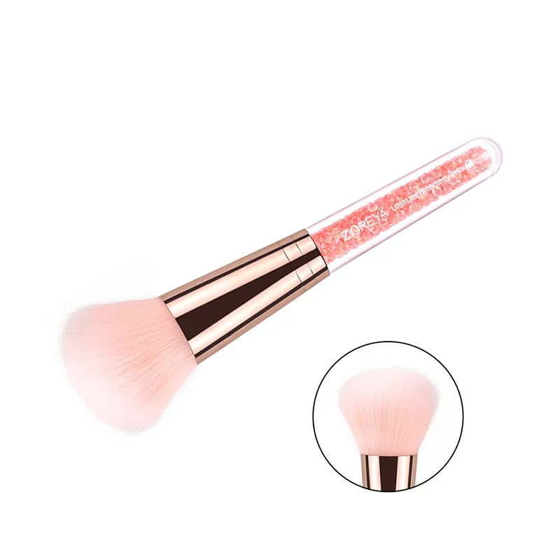 Zoreya Brand  New arrive pink crystal Resin handle Portable Makeup brushes Nylon hair ultimate Blending make up brush tool