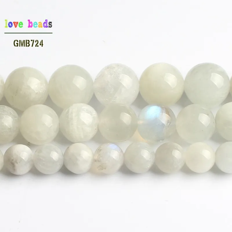 Natural Moonstone Bead Round Loose Beads for Jewelry Making Diy Bracelet 15\'\' Strand 6mm 8mm 10mm