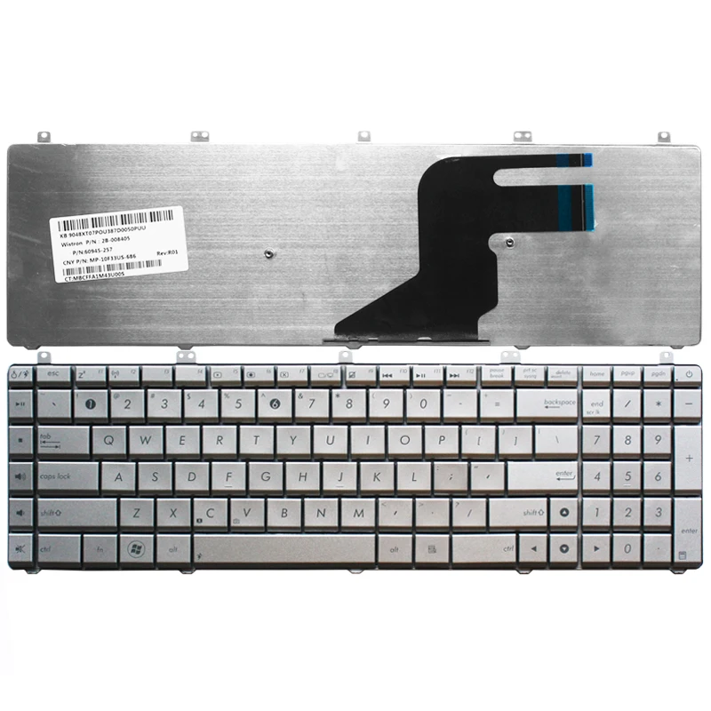 

New Keyboard FOR ASUS N55 N55S N55SL N55SF US Silver English laptop keyboard