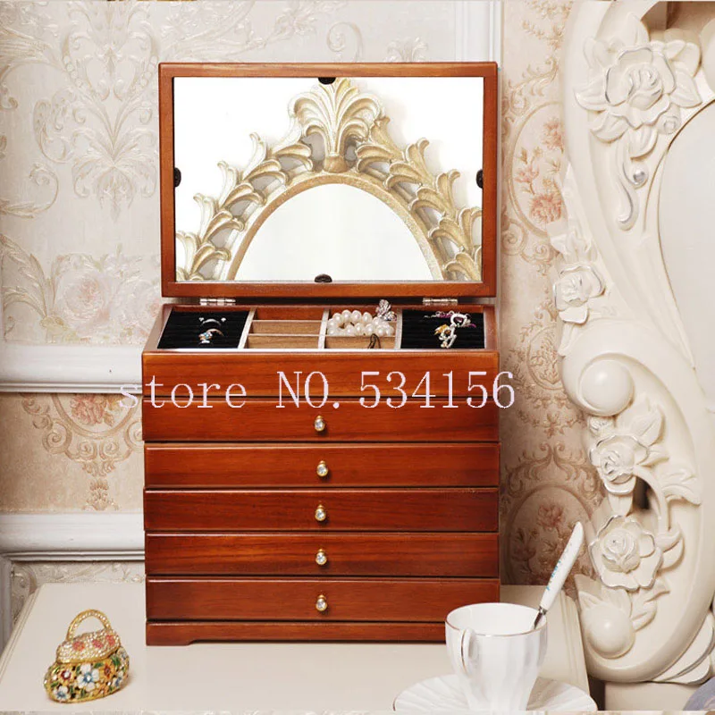 Big 6 floors Wood Jewelry Box jewelry display casket / earrings ring box /jewelry box organizer /case for jewelry gift box