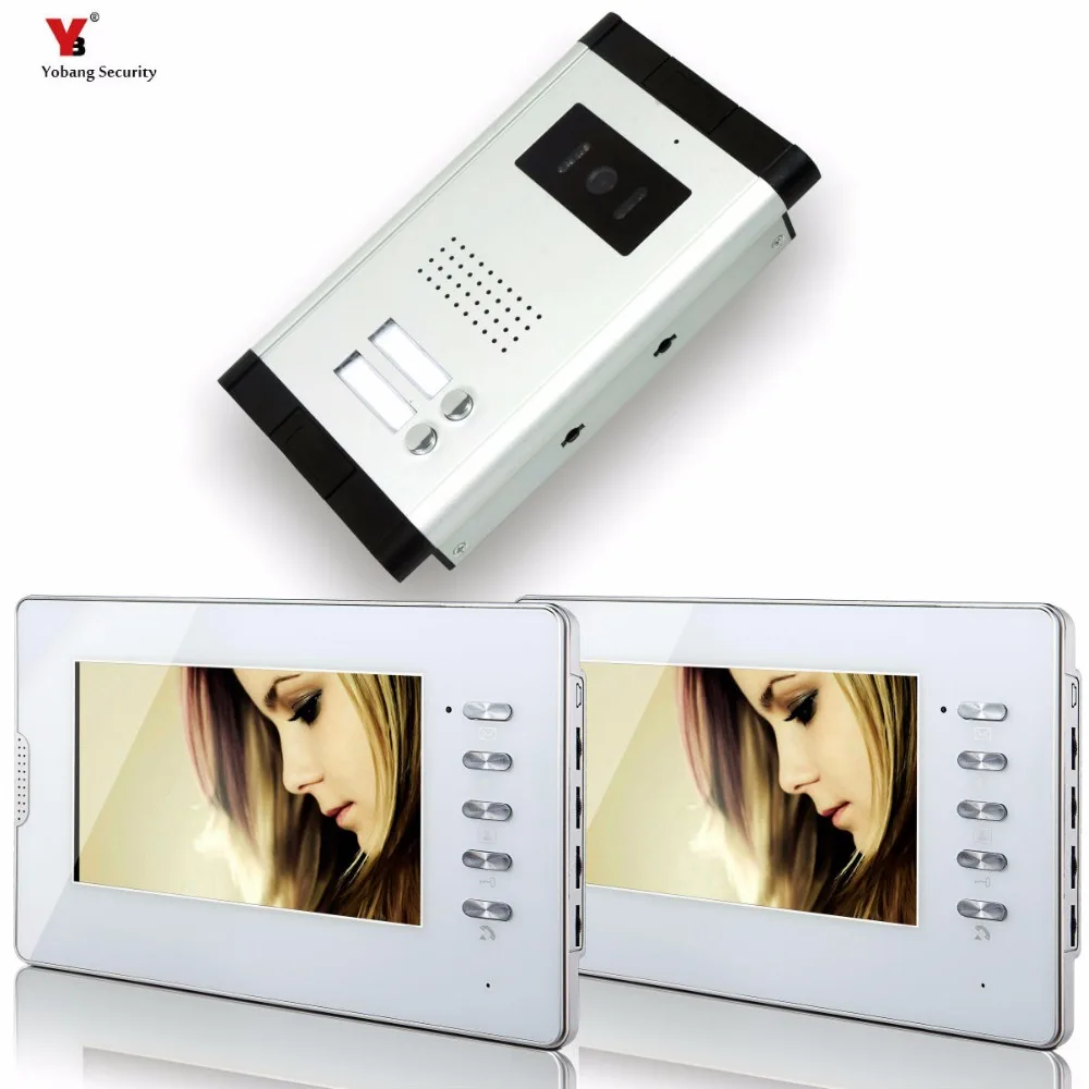 

Yobang Security 7" Video Intercom Apartment Door Phone System 2 Monitor + 1 Doorbell Camera For 2 House Family In Stock Wholesal