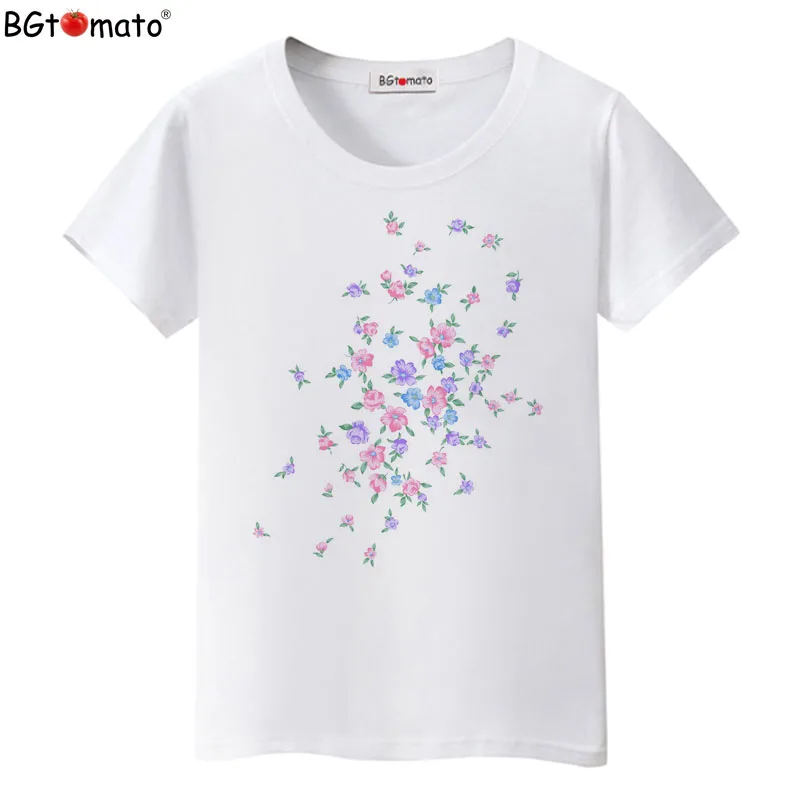 

BGtomato Super beautiful flowers T-shirts New fashion cool shirts for women Original brand casual tops fashion beautiful tees