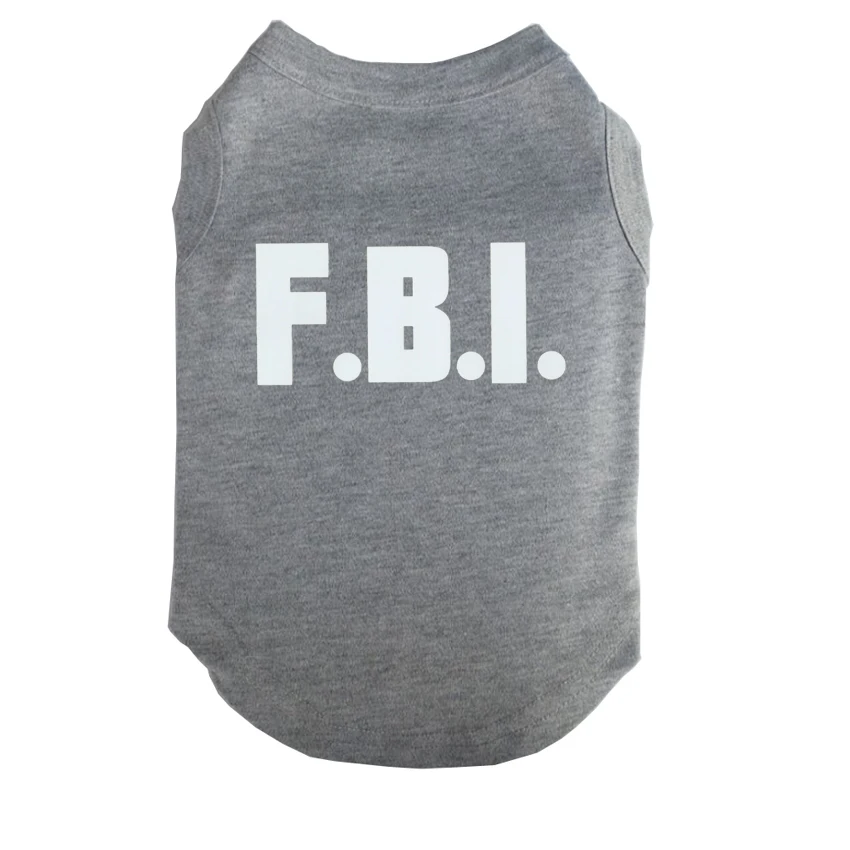 Free Shipping FBI Printed Pet Puppy Clothes Shirts Tee Clothes T Shirts for Summer for Small Medium Large