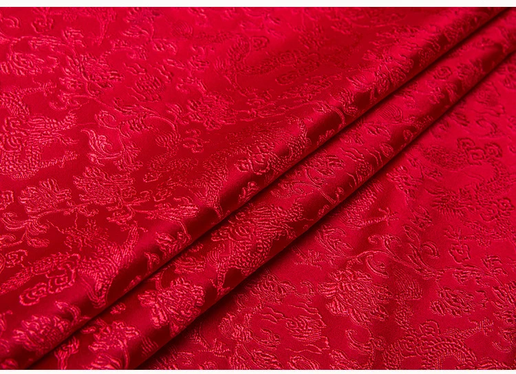 HLQON Red dragon style Metallic Jacquard Brocade Fabric,3D jacquard yarn dyed fabric for dress, pathwork tissue tela 75x100cm