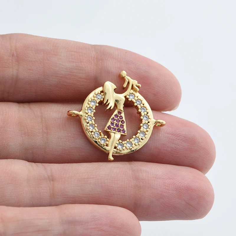Matka dzieci złącze Charms dla biżuterii bransoletki Making DIY Handmade kobiety biżuteria miedź cyrkon chłopcy dziewczęta MaMa prezent — zdjęcie 3
