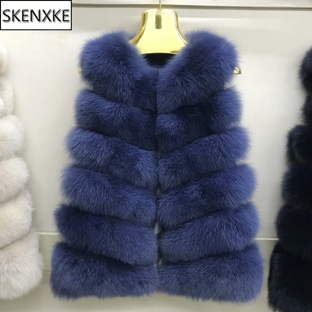 ใหม่ขายร้อนธรรมชาติ Fox Fur Waistcoat ผู้หญิงฤดูใบไม้ร่วงฤดูหนาวคุณภาพอบอุ่นจริงขนสัตว์เสื้อกั๊ก Lady จริง100% fox Fur Gilet