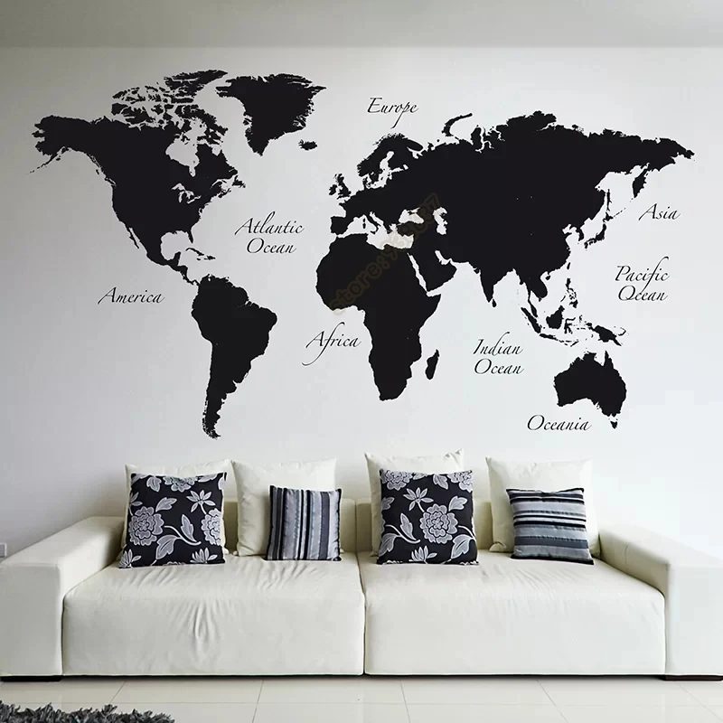 Large World Map Vinyl Wall Decal Home Decor Living Room Removable Abstract World Map Wall Sticker For Bedroom B508