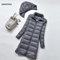 SEDUTMO Winter Womens Down Coat Long Ultra Light Thick Duck Down Puffer Jacket Slim Autumn Parkas ED522