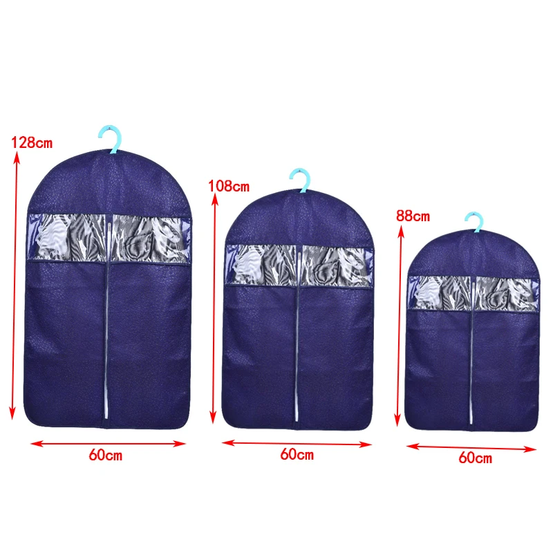 Non-woven Clothes Bag Dust Cover Visual Window Zipper Clothing Covers Garment Suit Bags Wardrobe Organizer For Dress Vestido