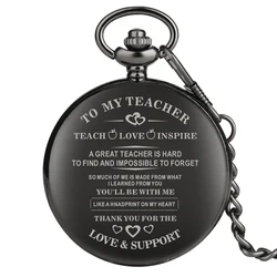 Taschenuhr Zu Meinem Lehrer Serie Schwarz Ton Tasche Uhren Ehren Legierung Dicke Kette Anhänger Uhr