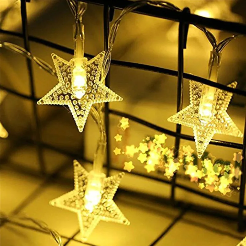 New Year 1.5M 3M 6M 10M Star String Lights LED Fairy Garland Waterproof For Christmas Wedding Home Indoor Decoration Warm White