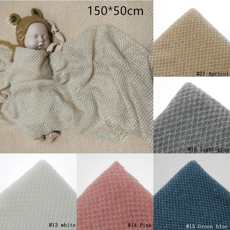 150 * 50 cm newborn photography props, knitted fabric envelope photography background, baby blanket, newborn basket filler