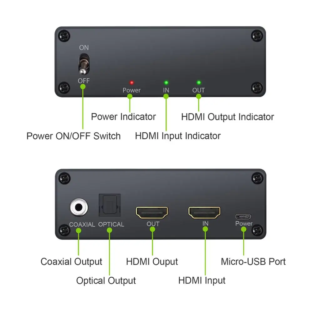 Neoteck HDMI-Compatible to HDMI-Compatible Converter 4K 3D HDMI-Compatible Audio Extractor Optical SPDIF Coaxial Audio Converter