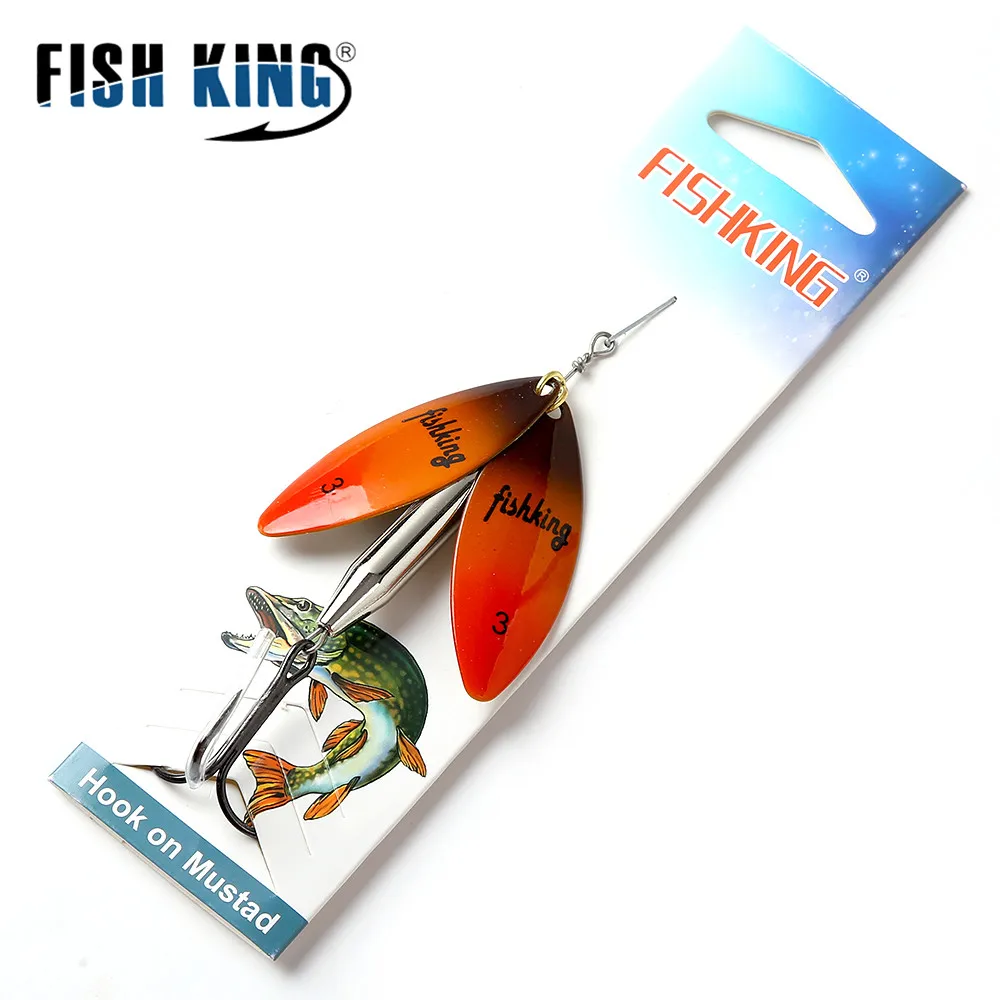 FISH KING Brass Material Long Cast Double Piece 10 Color With Treble Hook Fishing Lure