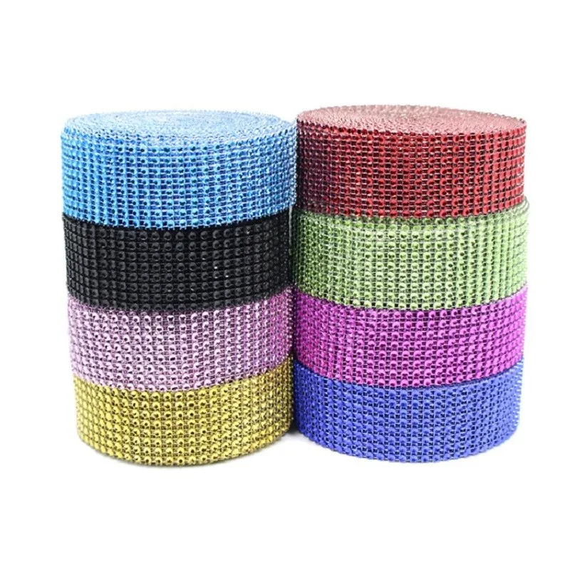 2Yard 4CM Gold Silver DIY Diamond Mesh Rhinestone Wraps Ribbon Crystal Roll Trim Sparkle Mesh Wrap for Wedding Flower Decoration