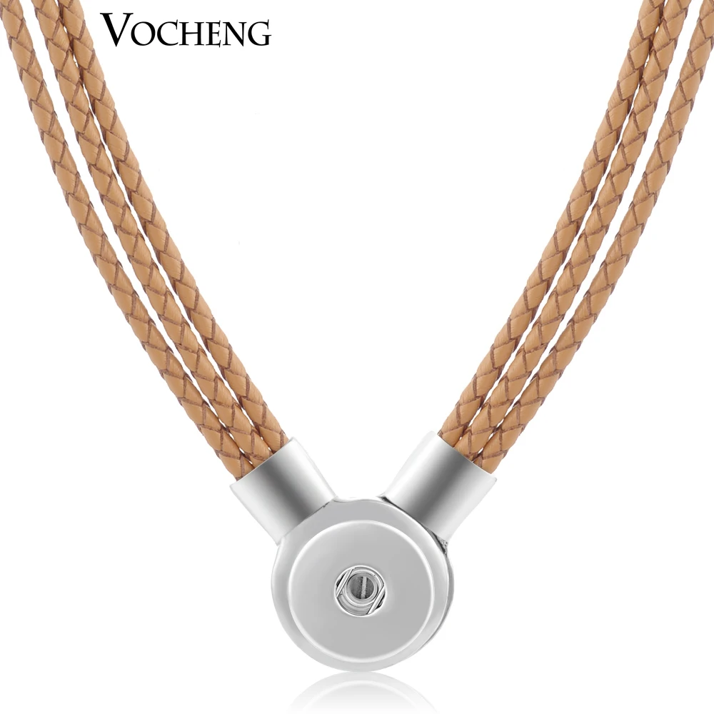 Vocheng Snap Button Jewelry 10 Colors Leather 18mm Magnet Pendant Necklace NN-369
