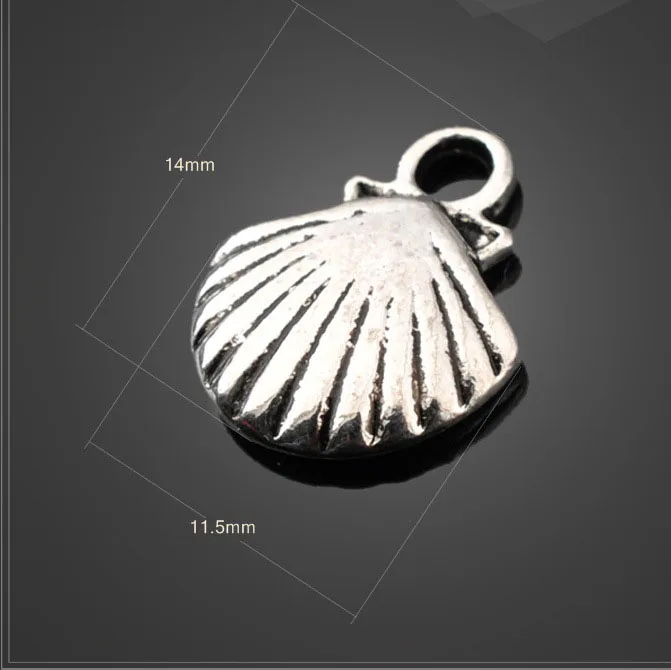 20 PCS/Lot 11.5mm*14mm sharma metal diy handmade silver plated sea seashell charms