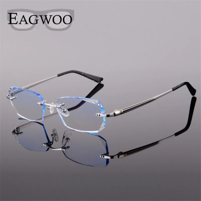 Titanium Eyeglasses Men Rimless Prescription Glasses High Grade  2851