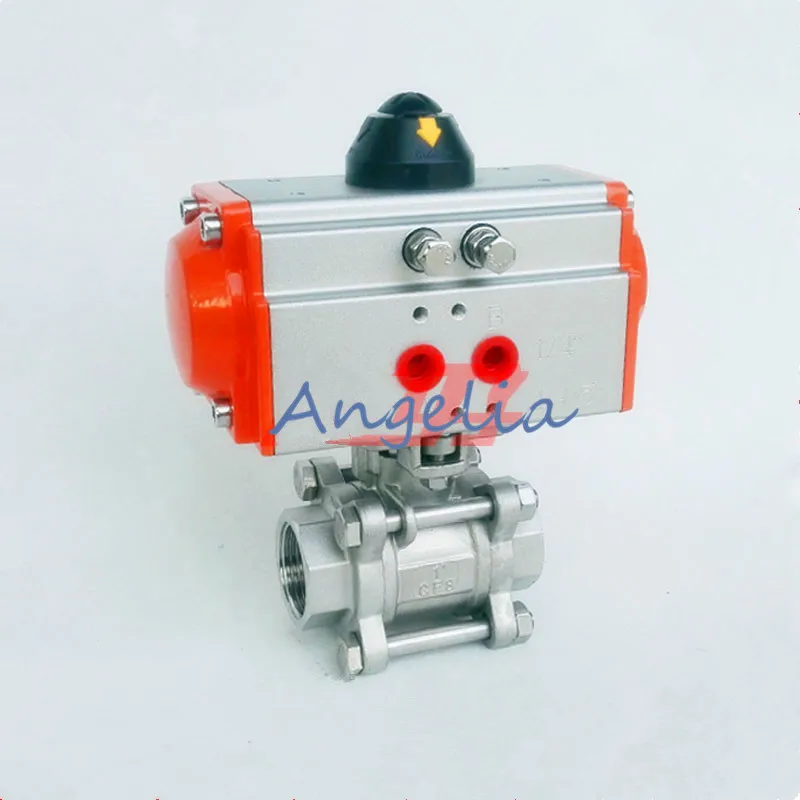 

G1" DN25 Stainless Steel 304 Three-piece type Pneumatic Ball Valve Double Acting PTFE Seal Water Air Oil