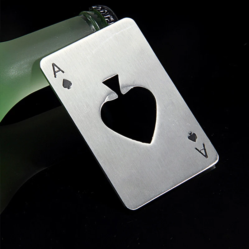 New Stylish Hot Sale 1pc Poker Playing Card Ace of Spades Bar Tool Soda Beer Bottle Cap Opener Gift