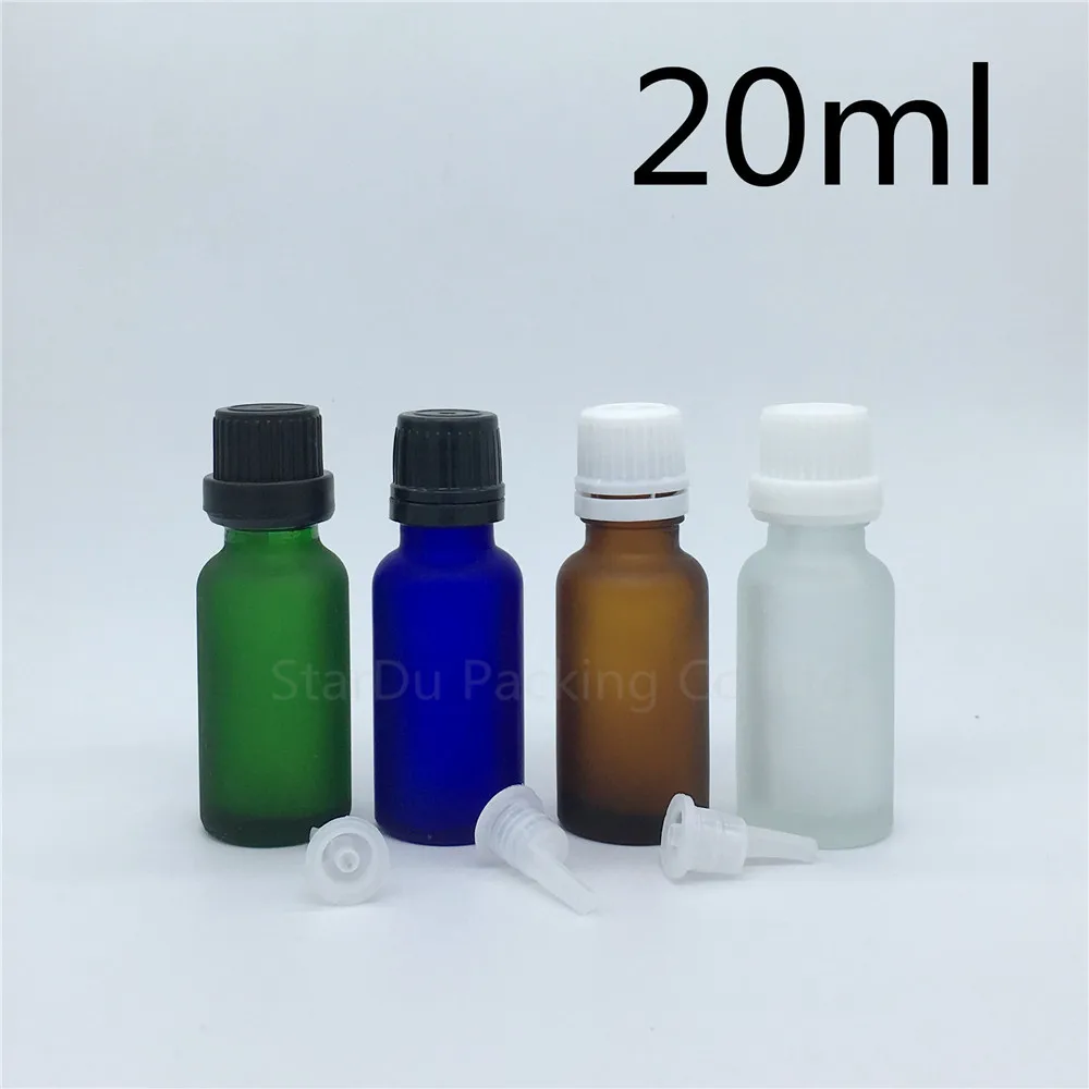 

Travel Bottle 20ml Green Blue Amber Transparent Frosted Glass Bottle, Vials Essential Oil Bottle With Tamper Evident Cap 500pcs